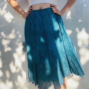 Coldwater Creek Turquoise Rectangular Print Skirt, Size L/14
